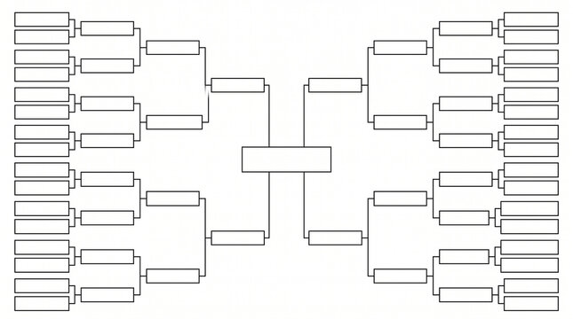A clean and minimal vector graphic layout of a 32-team single elimination tournament bracket.