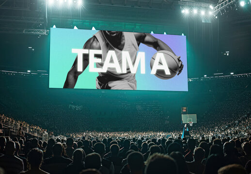 Basketball Game Arena Screen Mockup PSD