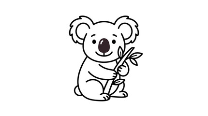 Naklejka premium Cute Koala Outline Vector Illustration