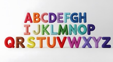 Fototapeta premium Colorful plush alphabet letters set on a white background