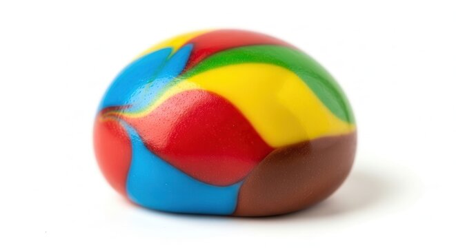 A colorful marbled ball of play dough isolated on a white background.