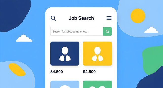 Discover your dream career with intuitive job search app interface featuring modern design elements and user-friendly navigation