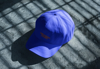 Blue Cap Mockup With Shadow Play PSD