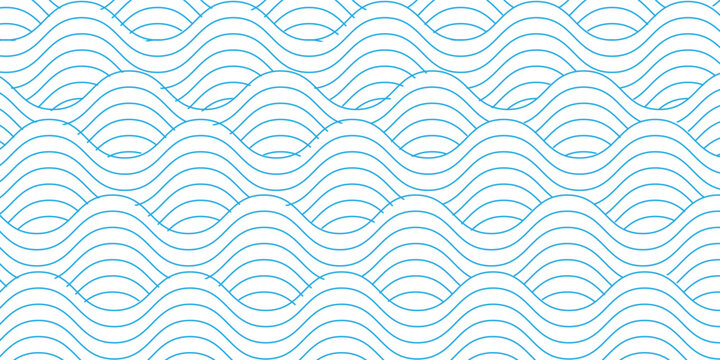 Blue water wave line pattern background. Vector illustration. Japanese style concept.