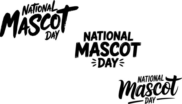  National Mascot Day hand lettering typography set with bold brush and script font variations, perfect for sports celebration posters, school spirit banners, and mascot awareness event designs