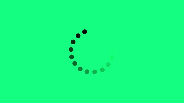 Minimalist loading spinner animation on green screen for easy chroma key compositing progress indicator