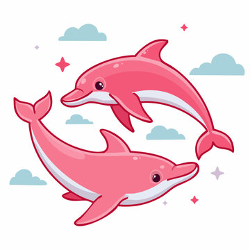 Cute Pink Dolphins Illustration
