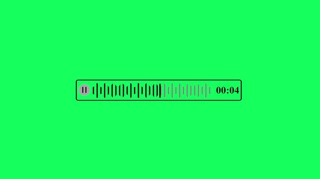 Digital audio voice message interface with progress bar and timer on green screen player