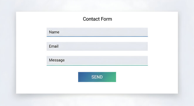 Modern clean contact form design with fields for name email message and a prominent send button for seamless user engagement