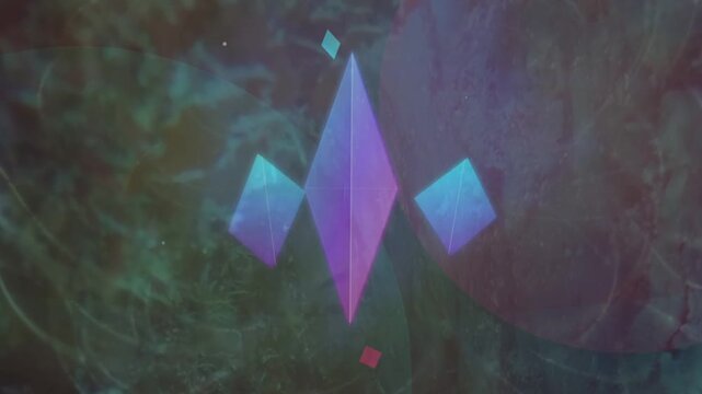 Abstract Geometric 3D Shapes Floating in a Glowing Ethereal Environment