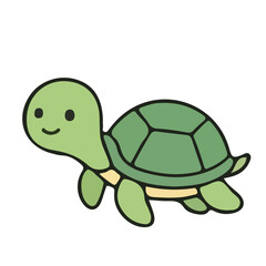 Obraz premium Kawaii cartoon turtle character isolated on white background
