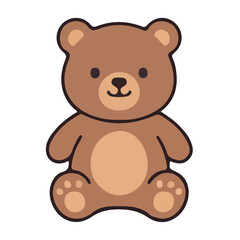 Fototapeta premium Cute hand drawn brown teddy bear sitting doodle illustration