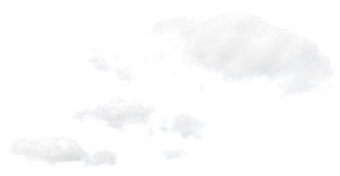 Light white clouds on a white isolated background