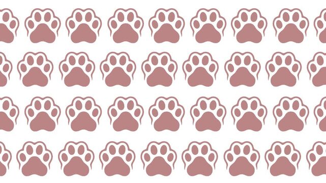 Charming seamless pattern featuring stylized pet paw prints in a soft hue, creating a delightful and comforting background for animal-themed designs and digital applications