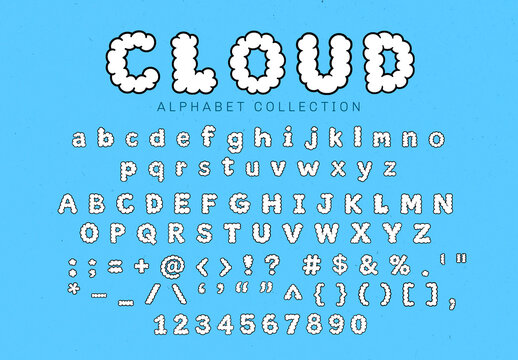 Playful Cloud Themed Alphabet Editable Font