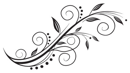 Fototapeta premium Vector illustration of an elegant floral flourish with swirling vine elements and decorative leaf scrolls