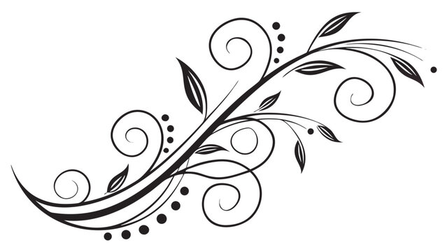 Vector illustration of an elegant floral flourish with swirling vine elements and decorative leaf scrolls