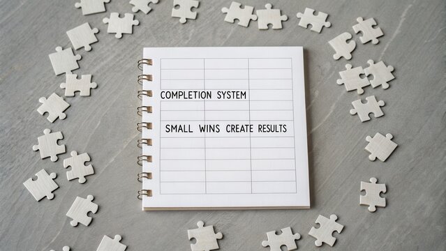 Notebook With Completion System and Small Wins Create Results Text
