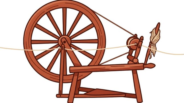 Spinning wheel with yarn