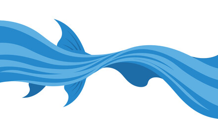 Abstract Blue Wave Flowing with Fish Tail Fin, Aquatic Motion © Shop