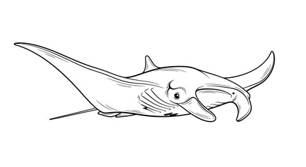 Manta Ray, Ocean Dweller, Marine Life, Underwater Creature, Vector Illustration © Fatih