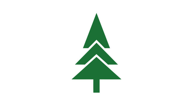 Green pine tree with three layers of triangles and a trunk