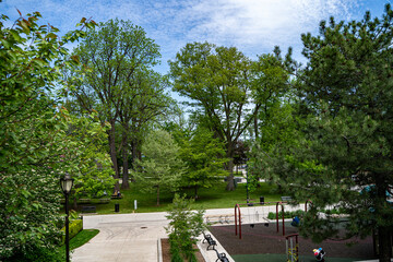 Fototapeta premium View of Gage Park green space in downtown Brampton.