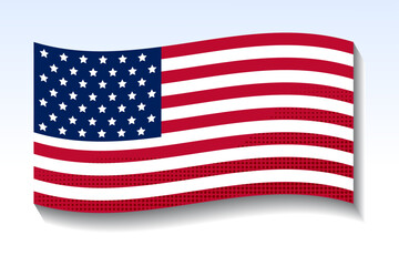 Fototapeta premium Waving American flag with shadow