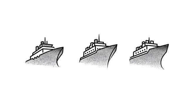 Three elegant vintage ocean liners in minimalist illustration style.