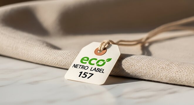 Eco friendly clothing label tag closeup.