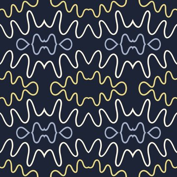Abstract Squiggle Pattern Minimal Line Waves on Dark Navy Background