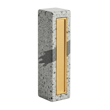 Modern architectural bollard with granite and brass inlay