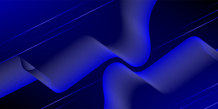 Abstract dark blue background with elegant wavy moire line textures