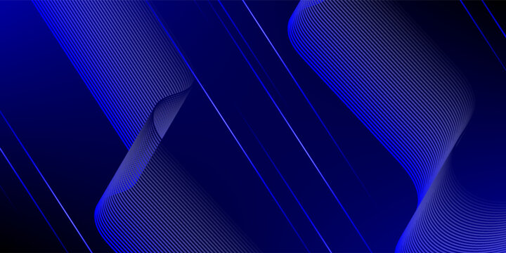 Abstract dark blue background with elegant wavy moire line textures