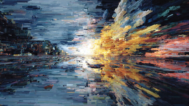 Time compression - Abstract condensed patterns, conceptual accelerated temporal flow, visual dynamic energy, layered composition, minimalistic representation, expressive symbolic chronology.