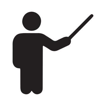 Black silhouette person pointing stick Vector