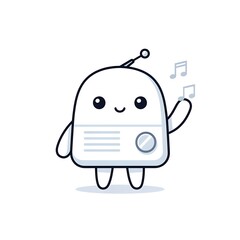 Fototapeta premium Cute cartoon robot face with simple thick border illustration.