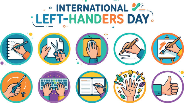 International Left Handers Day Graphic with Crafting Hands