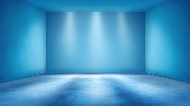 perspective floor backdrop blue room studio with light blue gradient spotlight backdrop background for display your product or artwork