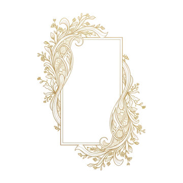 Elegant Floral Frame with Intricate Swirls and Delicate Leaves