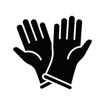 Pair of Black Protective Gloves Icon - Vector Illustration