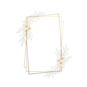 Elegant Geometric Floral Wedding Invitation Frame
