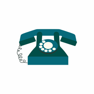 Rotary telephone vintage device, flat vector illustration communication object. retro phone with old fashioned equipment.