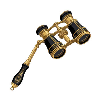 Vintage Ornate Brass and Black Opera Glass Binoculars