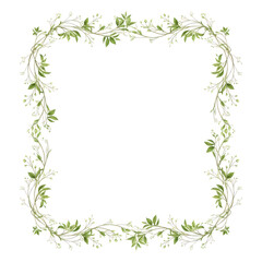 Fototapeta premium Elegant Square Floral Border with Delicate Greenery and Small White Flowers
