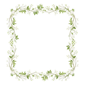 Elegant Square Floral Border with Delicate Greenery and Small White Flowers