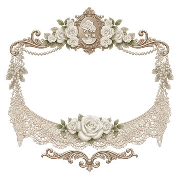 Elegant Vintage Oval Frame with Roses and Cameo