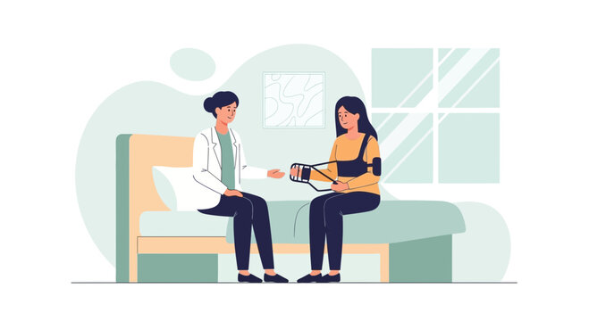 Doctor Examining Patient's Arm Injury in Medical Clinic