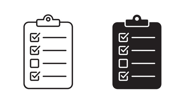 Checklist Clipboard Icons For Business Organization And Productivity Concepts
