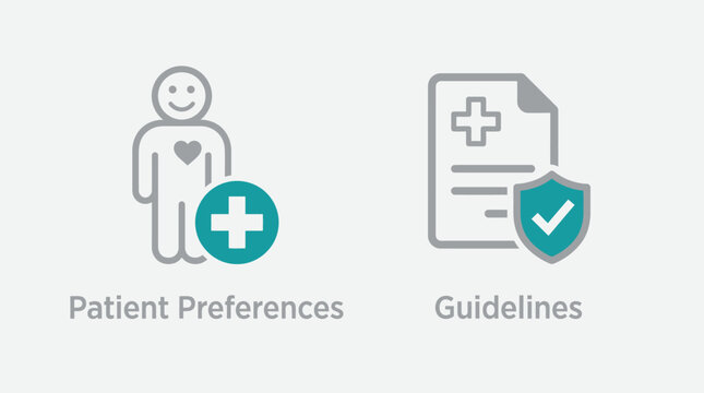 Vector graphic illustration Medical icons for patient preferences and guidelines